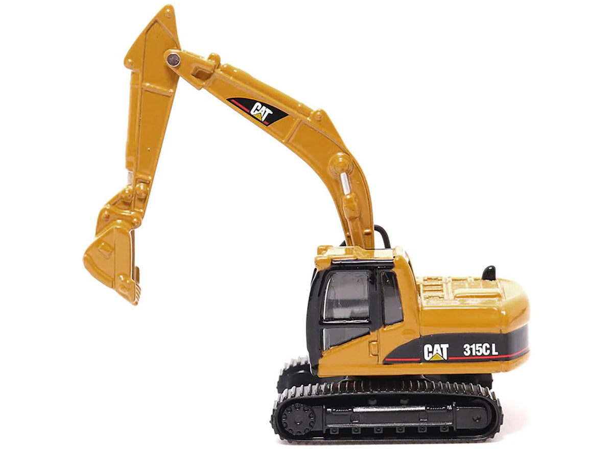 CAT Caterpillar CT660 Day Cab Tractor Blue Metallic with Lowboy Trailer and CAT 315C L Hydraulic Excavator Yellow 1/87 (HO) Diecast Model by Diecast Masters-Diecast Masters-ModelCars.com