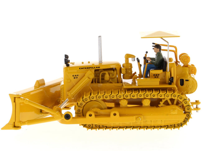 CAT Caterpillar D7C Track-Type Tractor Dozer Yellow with Operator "Vintage Series" 1/50 Diecast Model by Diecast Masters-Diecast Masters-ModelCars.com