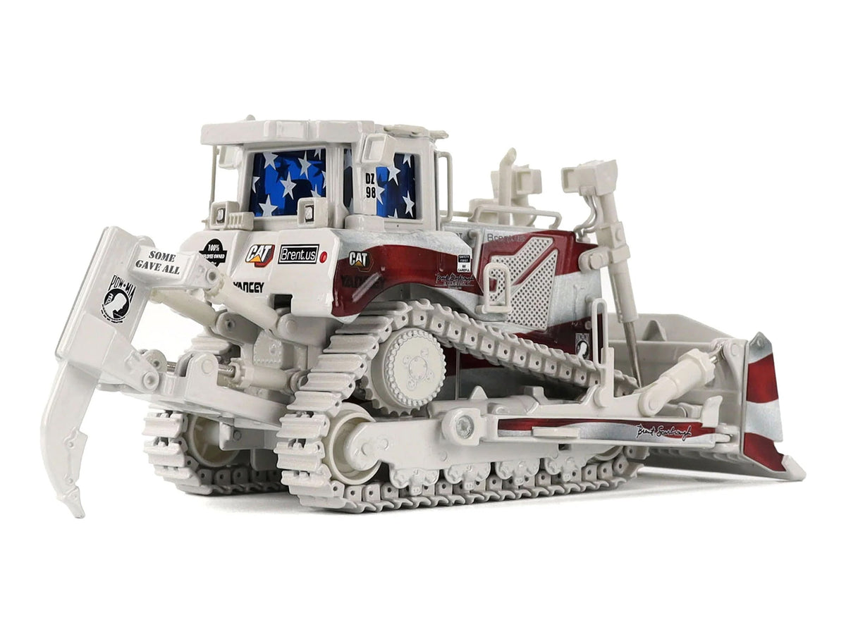 CAT Caterpillar D8T Track Type Tractor with Single Shank Ripper "Brent Scarbrough & Co." Patriotic Livery "High Line" Series 1/50 Diecast Model by Diecast Masters-Diecast Masters-ModelCars.com