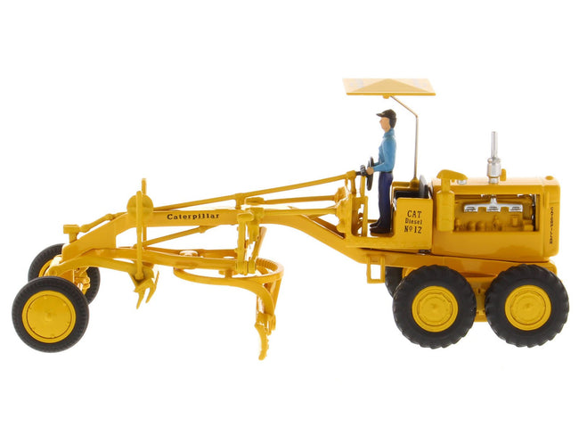 CAT Caterpillar No.12 Motor Grader Yellow with Operator "Vintage Series" 1/50 Diecast Model by Diecast Masters-Diecast Masters-ModelCars.com