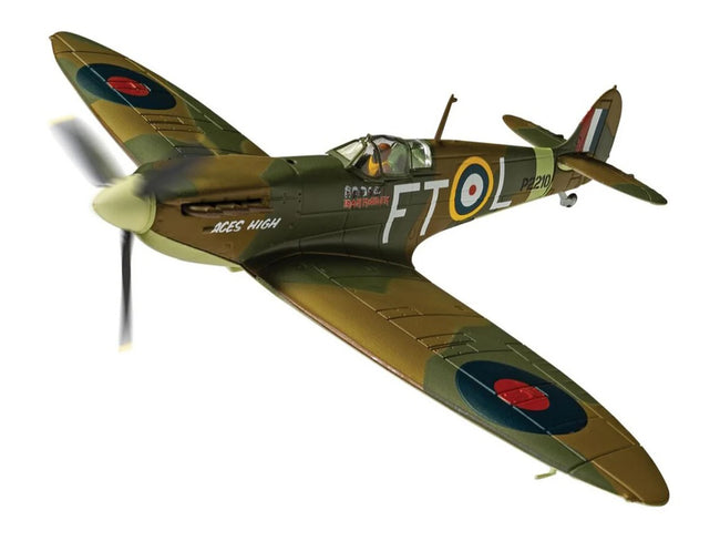 Supermarine Spitfire Mk.II Fighter Aircraft "Iron Maiden 'Aces High'" Green Camouflage with Graphics 1/72 Diecast Model by Corgi