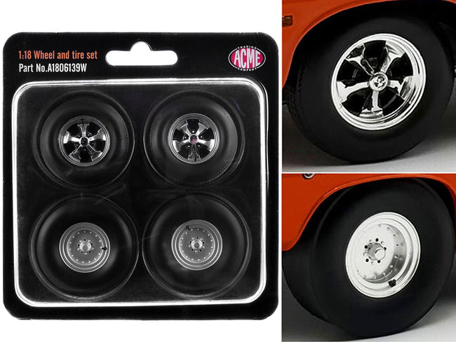 "Centerline/Keystone" Wheel and Tire Set of 4 pieces from 1970 Plymouth HEMI Cuda for 1/18 Scale Models by ACME-Acme-ModelCars.com