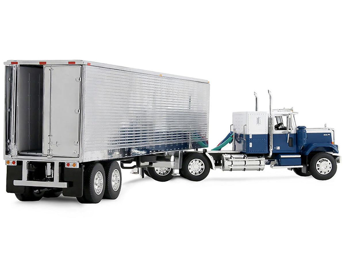 Chevrolet Bison with 34" Flat Top Sleeper & 40' Vintage Trailer with Reefer Blue and White 1/64 Diecast Model by DCP/First Gear-First Gear-ModelCars.com