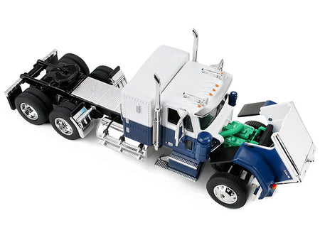 Chevrolet Bison with 34" Flat Top Sleeper & 40' Vintage Trailer with Reefer Blue and White 1/64 Diecast Model by DCP/First Gear-First Gear-ModelCars.com