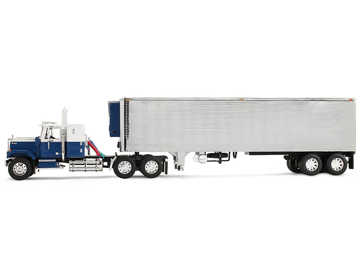 Chevrolet Bison with 34" Flat Top Sleeper & 40' Vintage Trailer with Reefer Blue and White 1/64 Diecast Model by DCP/First Gear-First Gear-ModelCars.com