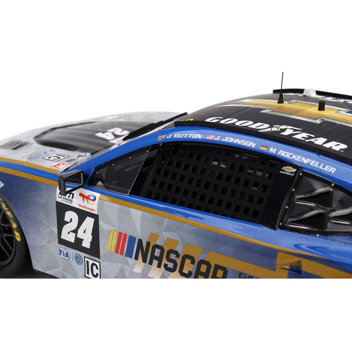 Chevrolet Camaro ZL1 24 Jenson Button - Jimmie Johnson - Mike Rockenfeller (Post - Race Weathered Version) "Hendrick Motorsports - NASCAR Next Gen Garage 56" Innovative "24 Hours of Le Mans" (2023) 1/18 Model Car by Top Speed - Top Speed - ModelCars.com