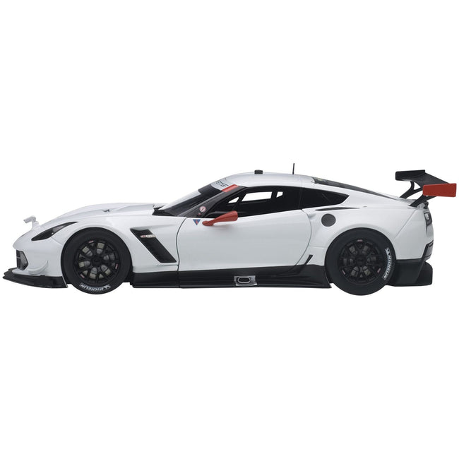 Chevrolet Corvette C7 R Plain White Version with Red Accents 1/18 Model Car by Autoart - Autoart - ModelCars.com