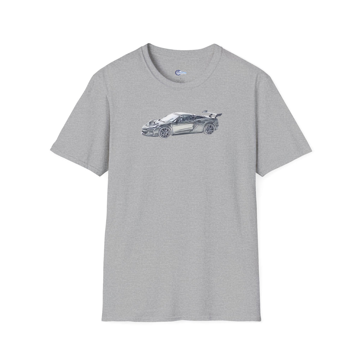 Chevrolet Corvette C8 ZR1 T-Shirt - American Muscle, Black with Blue Stripes-Modelcars.com-ModelCars.com
