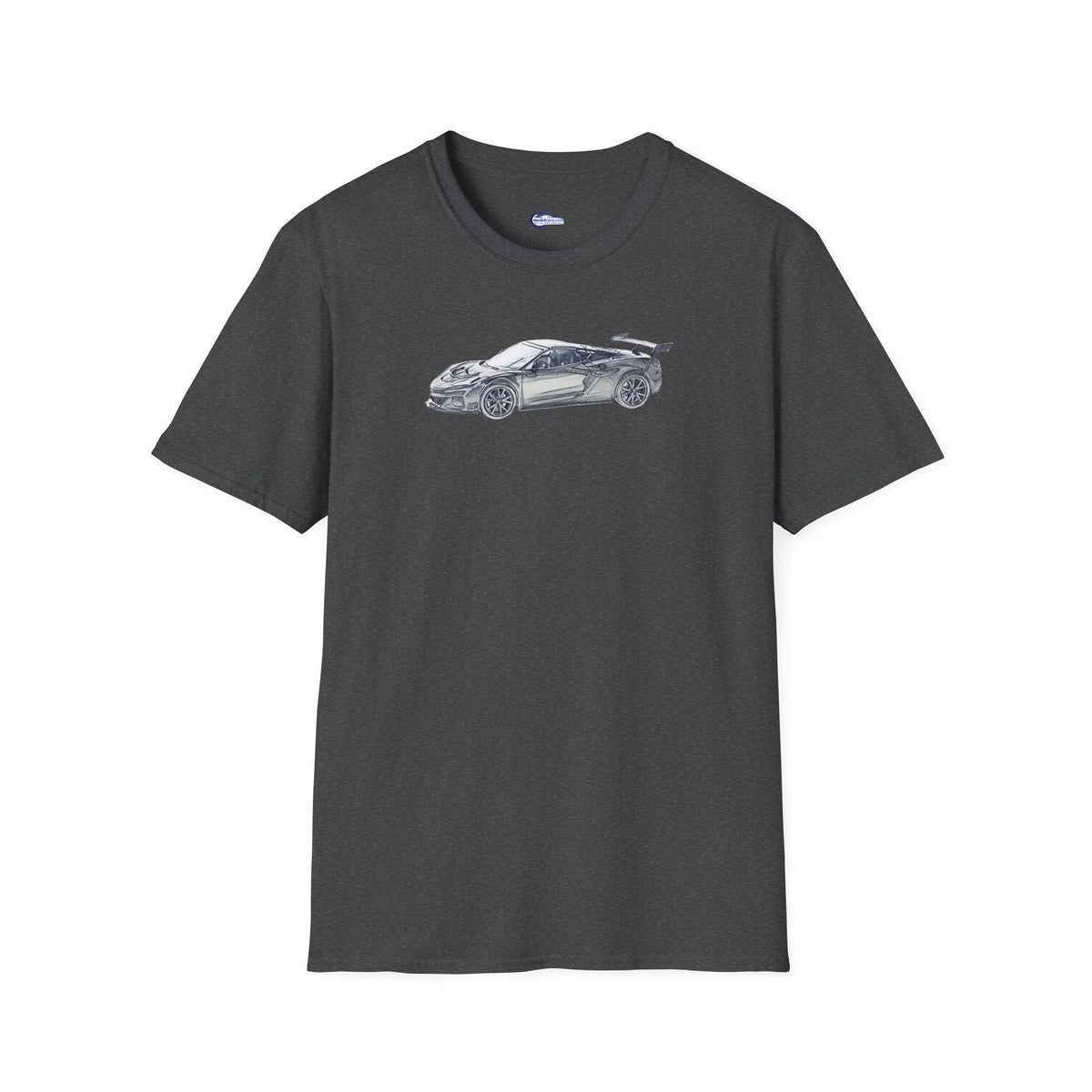 Chevrolet Corvette C8 ZR1 T-Shirt - American Muscle, Black with Blue Stripes-Modelcars.com-ModelCars.com