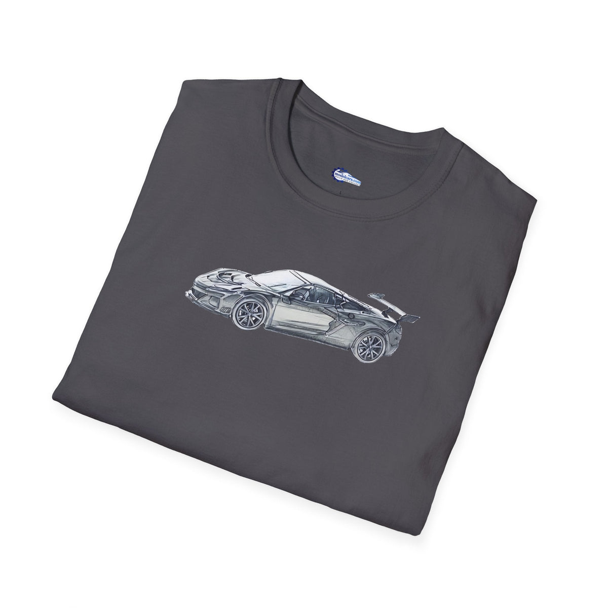 Chevrolet Corvette C8 ZR1 T-Shirt - American Muscle, Black with Blue Stripes-Modelcars.com-ModelCars.com