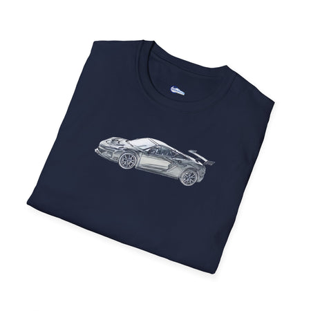 Chevrolet Corvette C8 ZR1 T-Shirt - American Muscle, Black with Blue Stripes-Modelcars.com-ModelCars.com