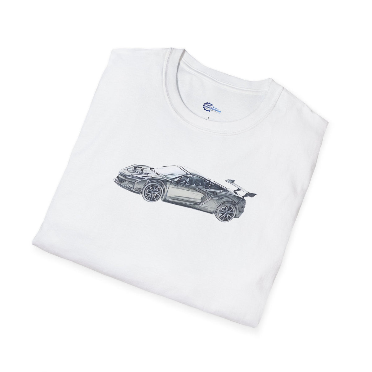 Chevrolet Corvette C8 ZR1 T-Shirt - American Muscle, Black with Blue Stripes-Modelcars.com-ModelCars.com