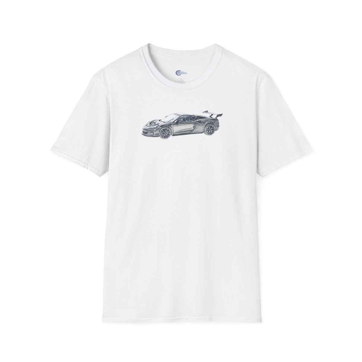 Chevrolet Corvette C8 ZR1 T-Shirt - American Muscle, Black with Blue Stripes-Modelcars.com-ModelCars.com