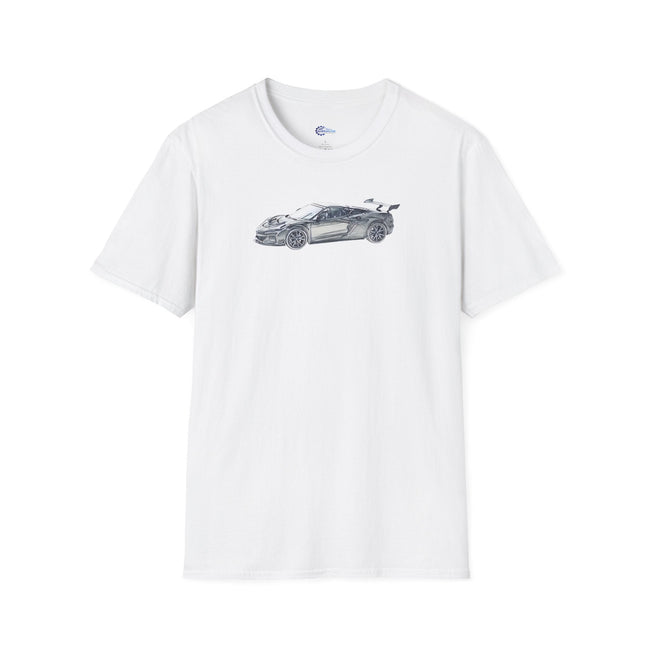 Chevrolet Corvette C8 ZR1 T-Shirt - American Muscle, Black with Blue Stripes-Modelcars.com-ModelCars.com