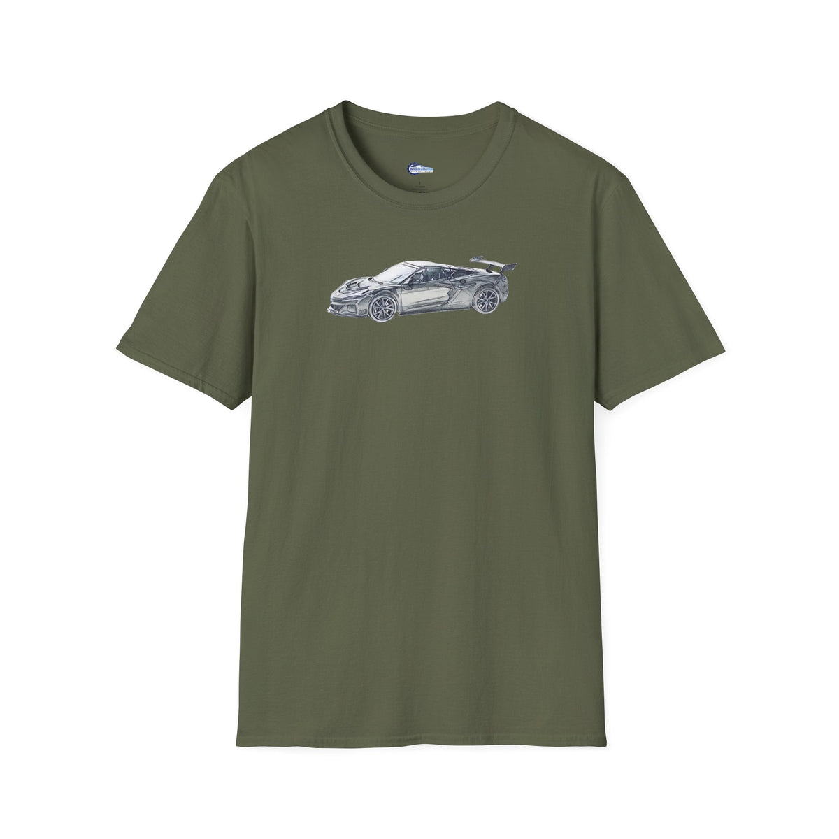 Chevrolet Corvette C8 ZR1 T-Shirt - American Muscle, Black with Blue Stripes-Modelcars.com-ModelCars.com