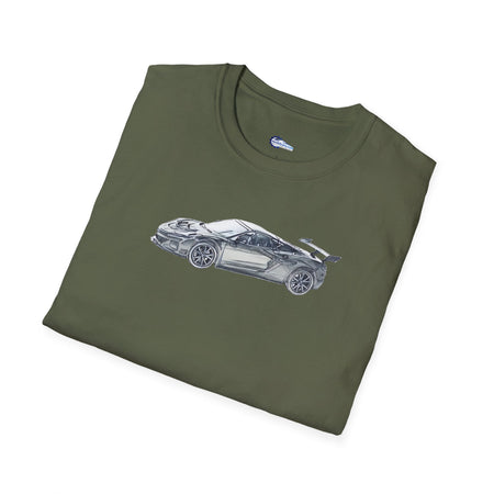 Chevrolet Corvette C8 ZR1 T-Shirt - American Muscle, Black with Blue Stripes-Modelcars.com-ModelCars.com