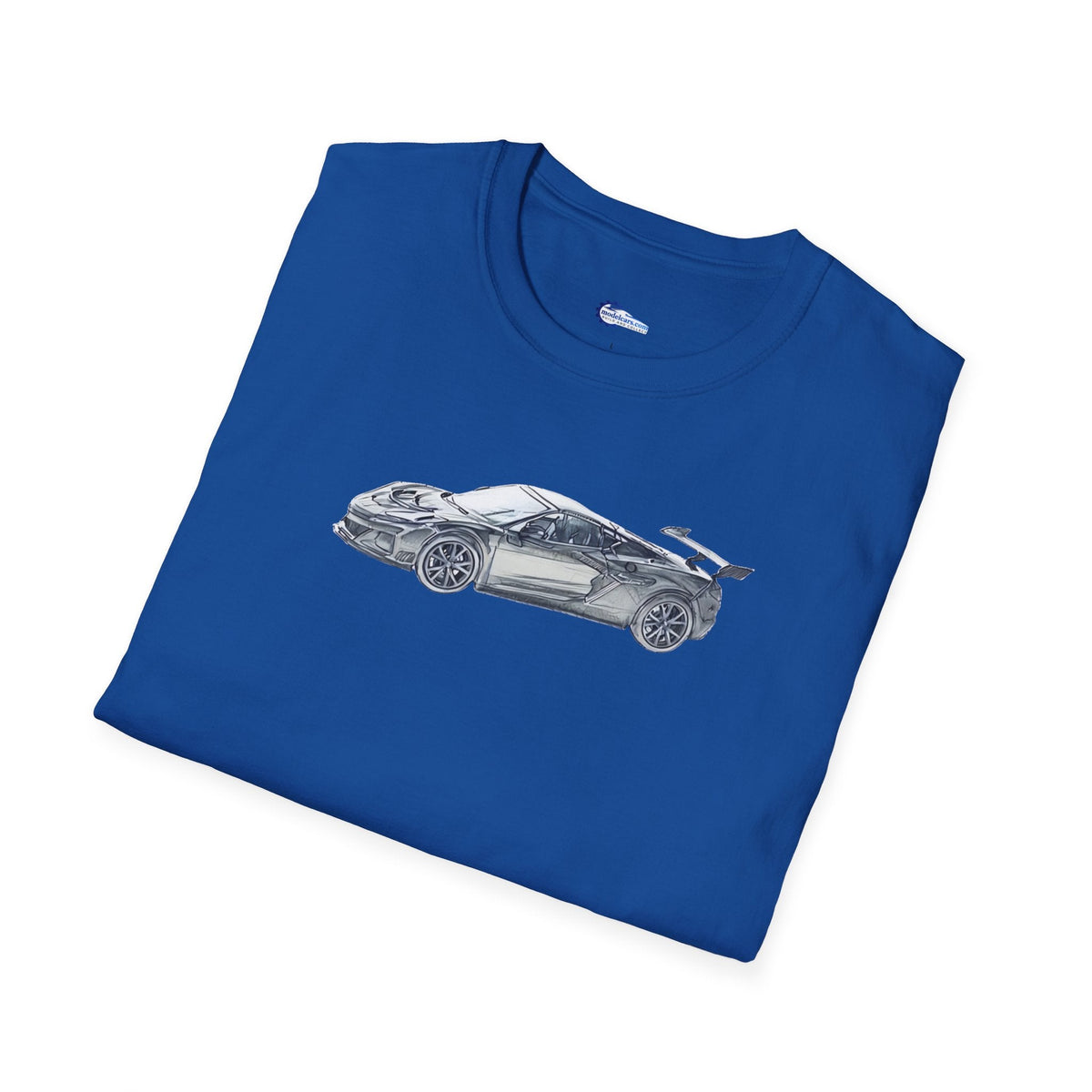 Chevrolet Corvette C8 ZR1 T-Shirt - American Muscle, Black with Blue Stripes-Modelcars.com-ModelCars.com