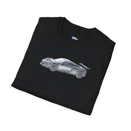 Chevrolet Corvette C8 ZR1 T-Shirt - American Muscle, Black with Blue Stripes-Modelcars.com-ModelCars.com