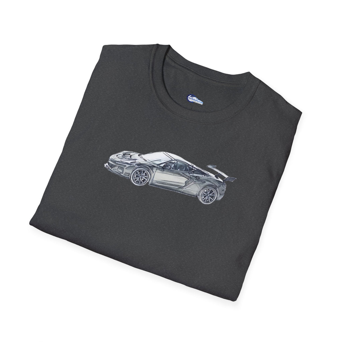 Chevrolet Corvette C8 ZR1 T-Shirt - American Muscle, Black with Blue Stripes-Modelcars.com-ModelCars.com