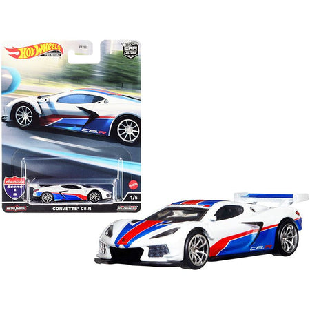 Chevrolet Corvette C8.R Pearl White with Red and Blue Stripes "American Scene" "Car Culture" Series Diecast Model Car by Hot Wheels-Hotwheels-ModelCars.com