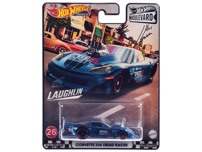 Chevrolet Corvette Z06 Drag Racer "Speed Society" Blue Metallic with Graphics "Boulevard" Series Diecast Model Car by Hot Wheels-Hotwheels-ModelCars.com