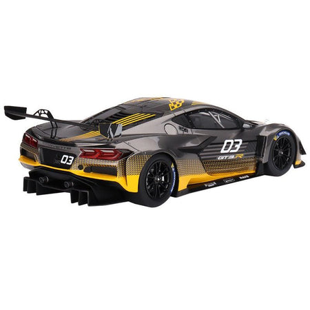 Chevrolet Corvette Z06 GT3.R 03 Gray Metallic with Graphics "Daytona Presentation" (2023) 1/18 Model Car by Top Speed - Top Speed - ModelCars.com