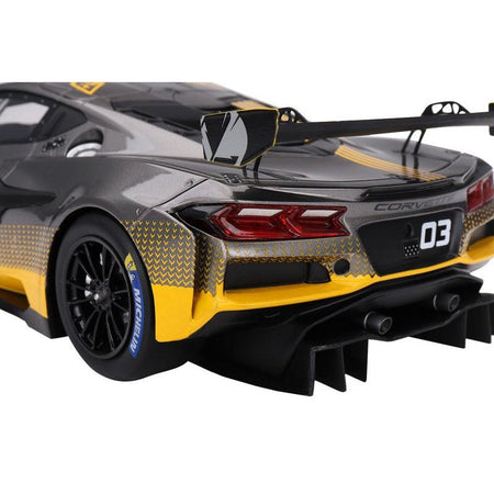 Chevrolet Corvette Z06 GT3.R 03 Gray Metallic with Graphics "Daytona Presentation" (2023) 1/18 Model Car by Top Speed - Top Speed - ModelCars.com