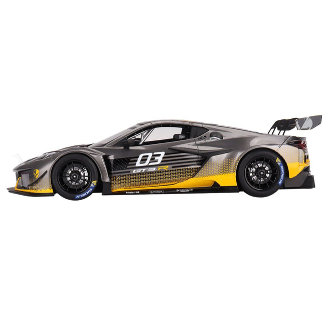 Chevrolet Corvette Z06 GT3.R 03 Gray Metallic with Graphics "Daytona Presentation" (2023) 1/18 Model Car by Top Speed - Top Speed - ModelCars.com