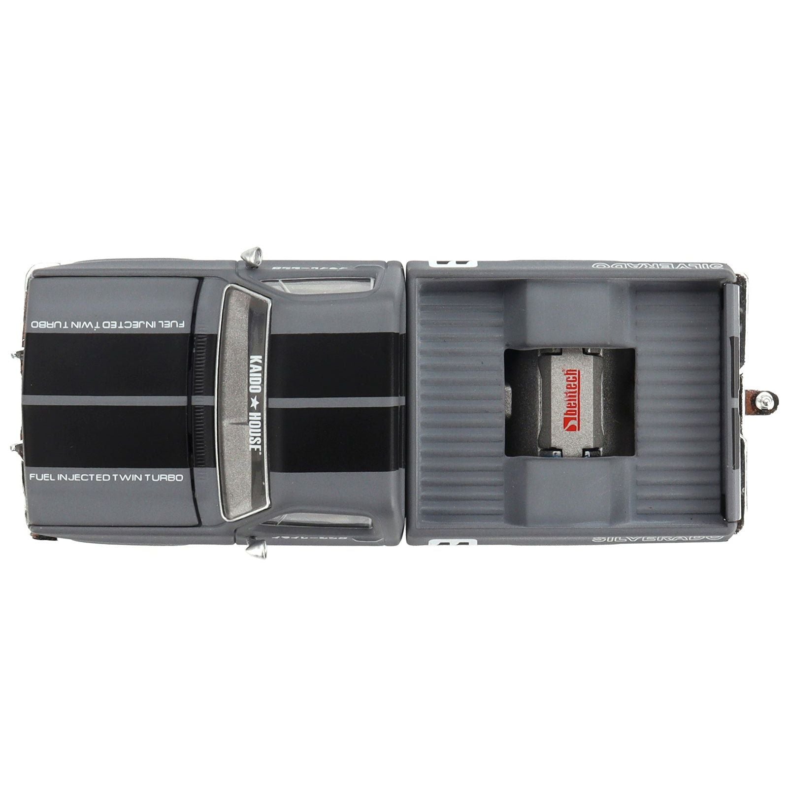 Chevrolet Silverado "KAIDO V2" Pickup Truck 11 Gray with Black Stripes (Designed by Jun Imai) "Kaido House" Special 1/64 Diecast Model Car by Mini GT - Mini GT - ModelCars.com