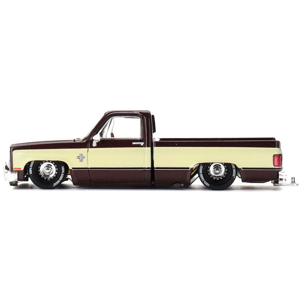 Chevrolet Silverado Pickup Truck "KAIDO Vintage Spec V1" Brown with Cream Sides (Designed by Jun Imai) "Kaido House" Special 1/64 Diecast Model Car by Mini GT - Mini GT - ModelCars.com