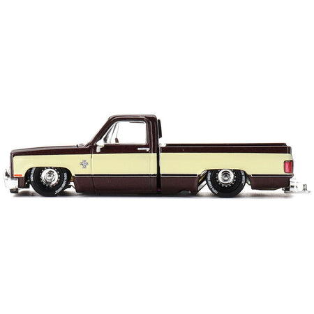 Chevrolet Silverado Pickup Truck "KAIDO Vintage Spec V1" Brown with Cream Sides (Designed by Jun Imai) "Kaido House" Special 1/64 Diecast Model Car by Mini GT - Mini GT - ModelCars.com
