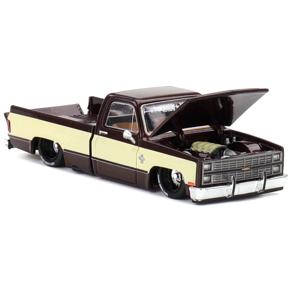 Chevrolet Silverado Pickup Truck "KAIDO Vintage Spec V1" Brown with Cream Sides (Designed by Jun Imai) "Kaido House" Special 1/64 Diecast Model Car by Mini GT - Mini GT - ModelCars.com