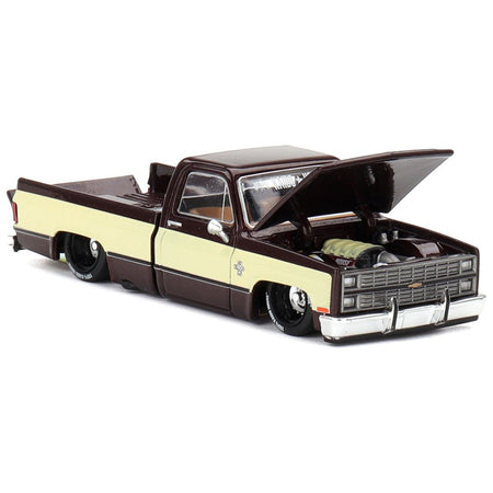 Chevrolet Silverado Pickup Truck "KAIDO Vintage Spec V1" Brown with Cream Sides (Designed by Jun Imai) "Kaido House" Special 1/64 Diecast Model Car by Mini GT - Mini GT - ModelCars.com