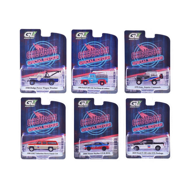 "Chevron Special Edition" Series 1 Set of 6 pieces 1/64 Diecast Model Cars by Greenlight-Greenlight-ModelCars.com
