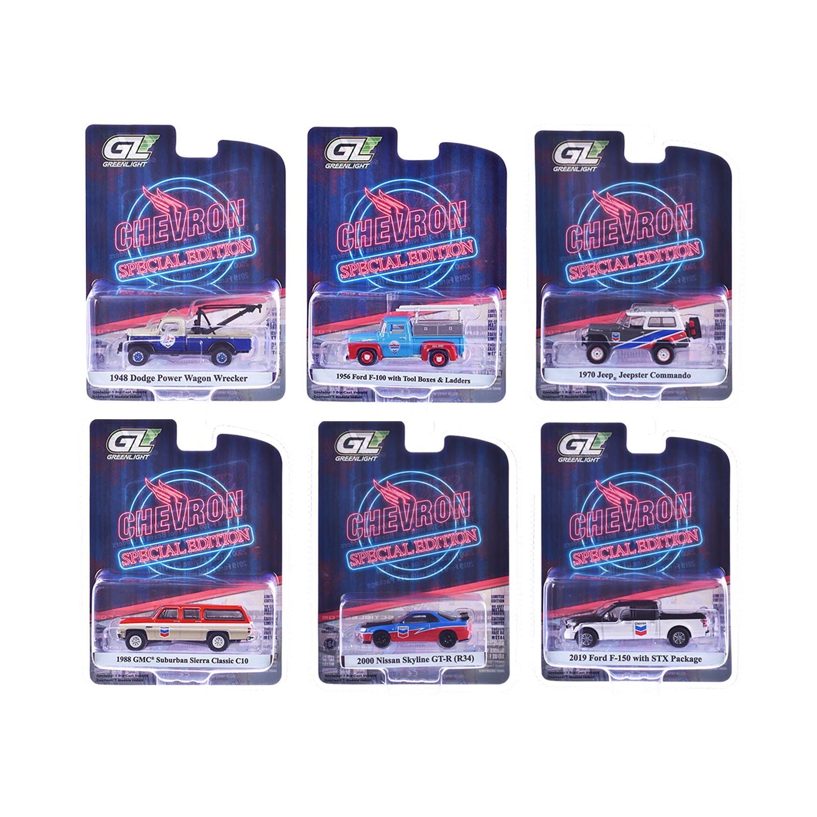 "Chevron Special Edition" Series 1 Set of 6 pieces 1/64 Diecast Model Cars by Greenlight - Greenlight - ModelCars.com