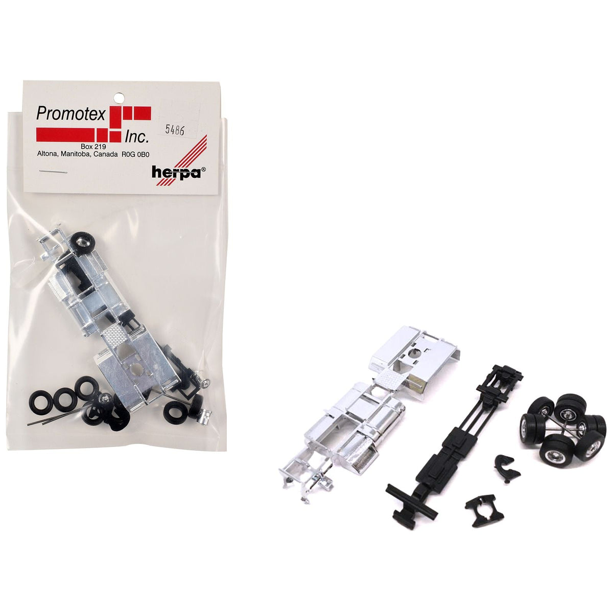 Chrome Chassis Kit for Kenworth or Peterbilt Cab 1/87 (HO) Plastic Model by Promotex-Promotex-ModelCars.com