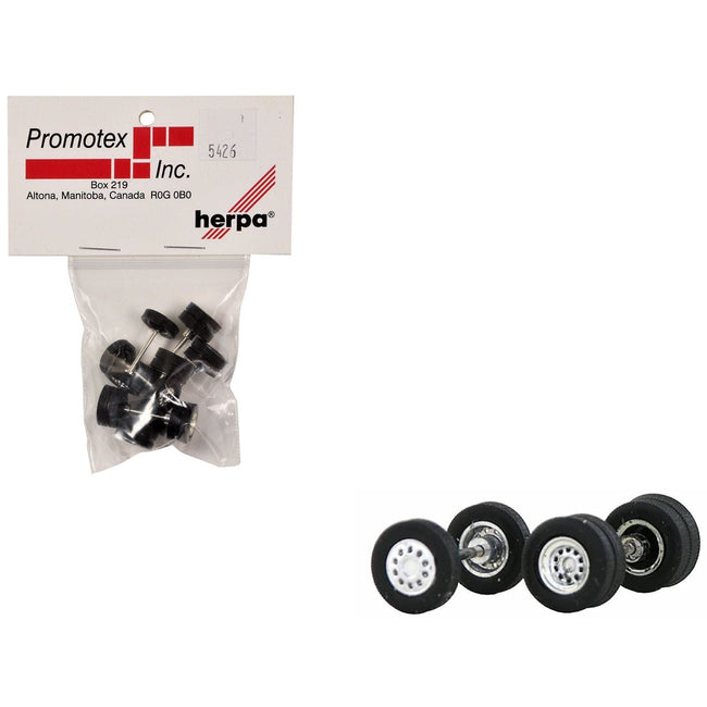Chrome Wheel Sets (2 Front and 4 Rear) 1/87 (HO) Plastic Model by Promotex-Promotex-ModelCars.com