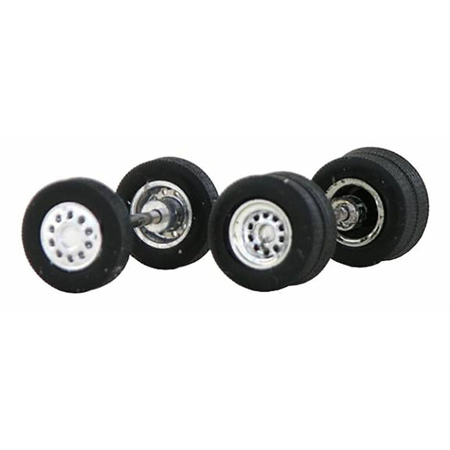 Chrome Wheel Sets (2 Front and 4 Rear) 1/87 (HO) Plastic Model by Promotex-Promotex-ModelCars.com