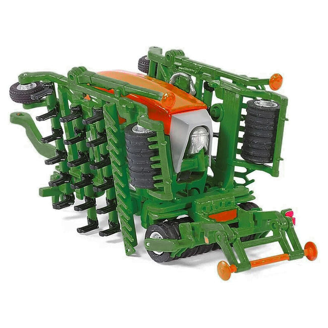Claas Xerion 5000 Tractor Green with Gray Top and Amazone Cayena 6001 Seeder 1/87 (HO) Diecast Model by Siku-SIKU-ModelCars.com