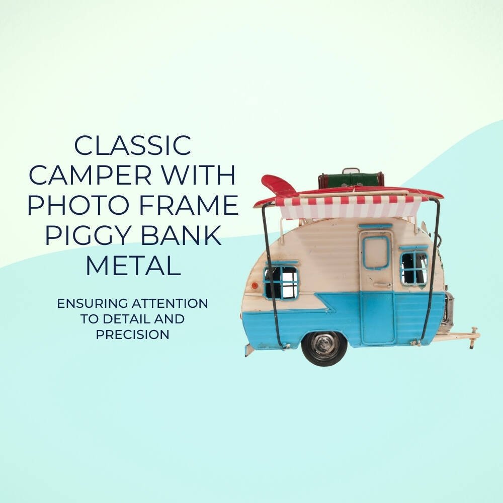 Classic Camper with photo frame piggy bank Metal-Old Modern-ModelCars.com