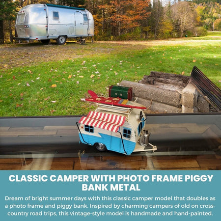 Classic Camper with photo frame piggy bank Metal-Old Modern-ModelCars.com