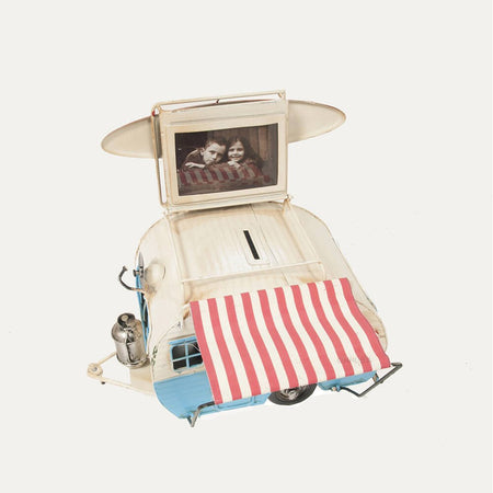 Classic Camper with photo frame piggy bank Metal-Old Modern-ModelCars.com