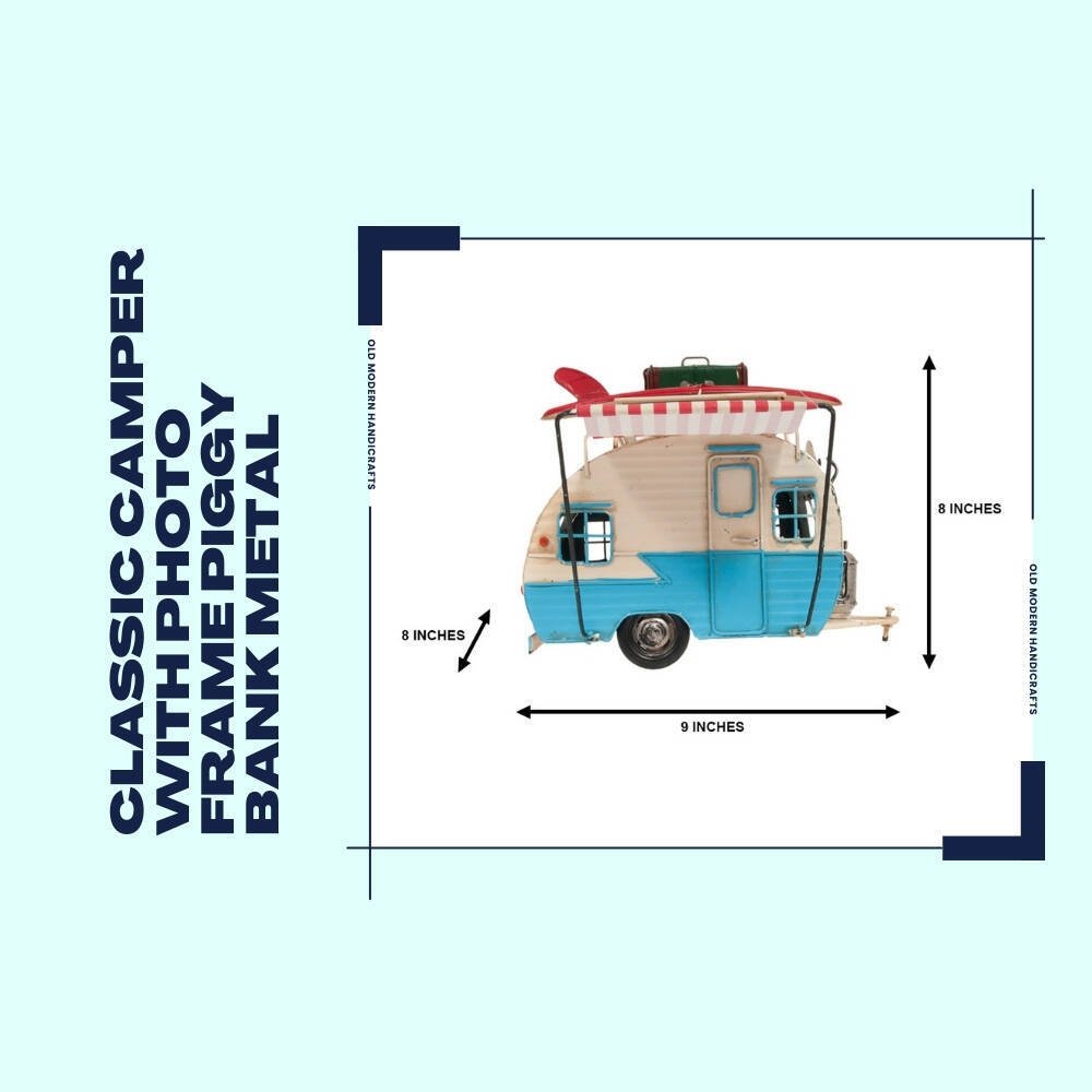 Classic Camper with photo frame piggy bank Metal-Old Modern-ModelCars.com