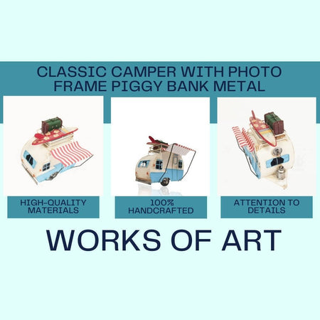Classic Camper with photo frame piggy bank Metal-Old Modern-ModelCars.com