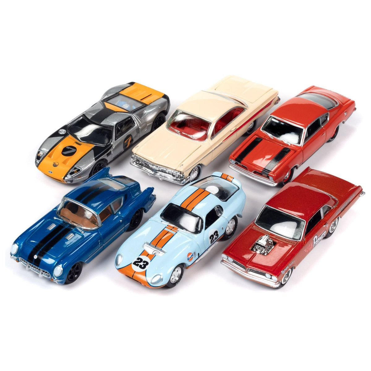"Classic Gold Collection" 2023 Set A of 6 Cars Release 2 1/64 Diecast Model Cars by Johnny Lightning-Johnny Lightning-ModelCars.com