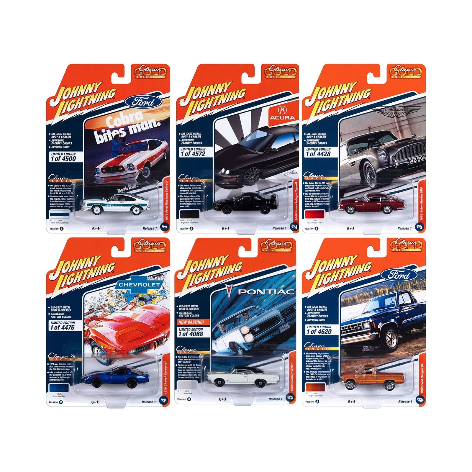 "Classic Gold Collection" 2023 Set B of 6 Cars Release 1 1/64 Diecast Model Cars by Johnny Lightning - Johnny Lightning - ModelCars.com