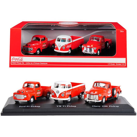 "Classic Pickups" Gift Set of 3 Pickup Trucks "Coca Cola" 1/72 Diecast Model Cars by Motorcity Classics - Motorcity Classics - ModelCars.com