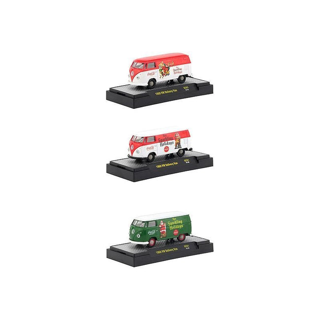 "Coca-Cola" Santa Claus Release Set of 3 Cars Limited Edition to 4800 pieces Worldwide Hobby Exclusive 1/64 Diecast Models by M2 Machines-M2-ModelCars.com