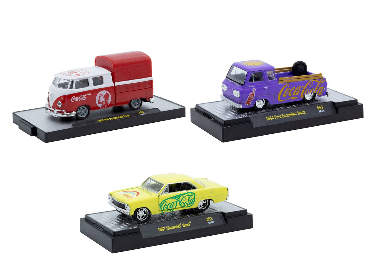 "Coca-Cola" Set of 3 pieces Release 53 Limited Edition to 10000 pieces Worldwide 1/64 Diecast Model Cars by M2 Machines-M2-ModelCars.com