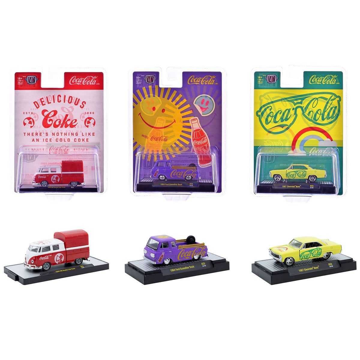 "Coca-Cola" Set of 3 pieces Release 53 Limited Edition to 10000 pieces Worldwide 1/64 Diecast Model Cars by M2 Machines-M2-ModelCars.com